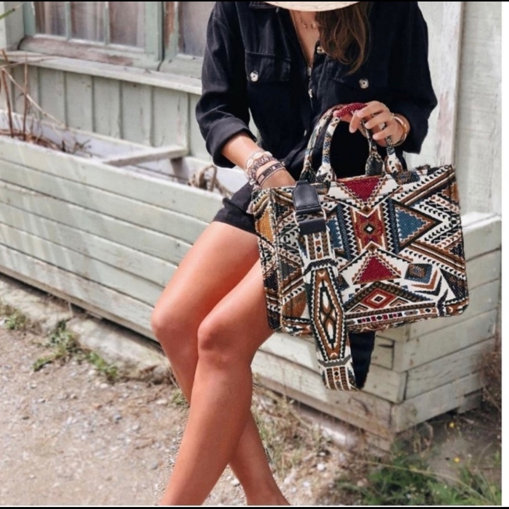 Zara Geometric Tote Bag